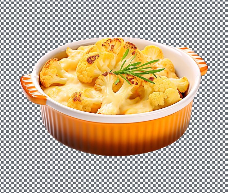 PSD yummy and delicious cheese cauliflower baked isolated on transparent background