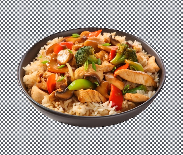 PSD yummy and delicious chicken rice isolated on transparent background