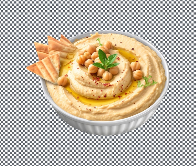 yummy and delicious classic hummus isolated on transparent background