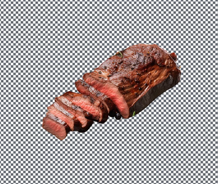 PSD yummy and delicious gamey meat isolated on transparent background