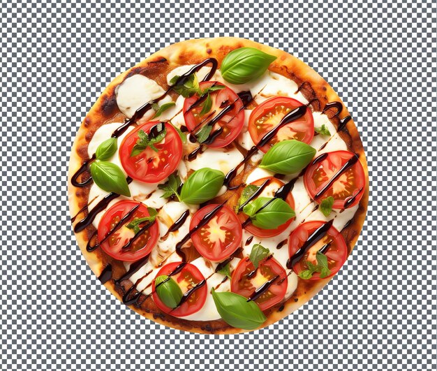 PSD yummy and delicious light pizza tomato slices isolated on transparent background