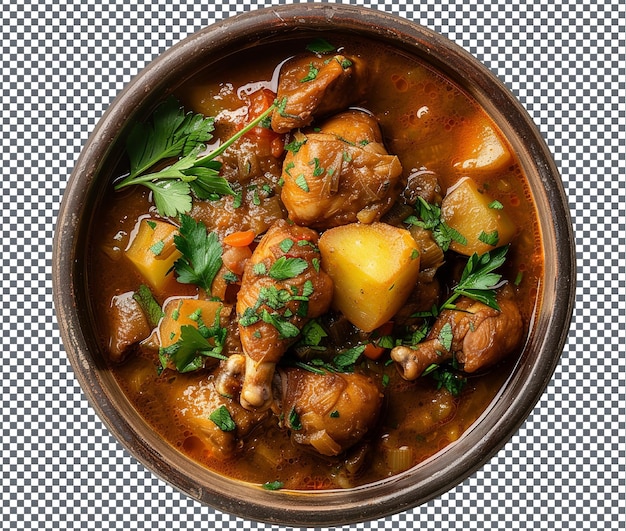 Yummy and delicious mild chicken stew isolated on transparent background