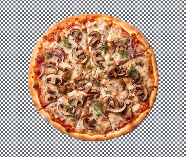 Yummy and delicious mushroom pizza isolated on transparent background