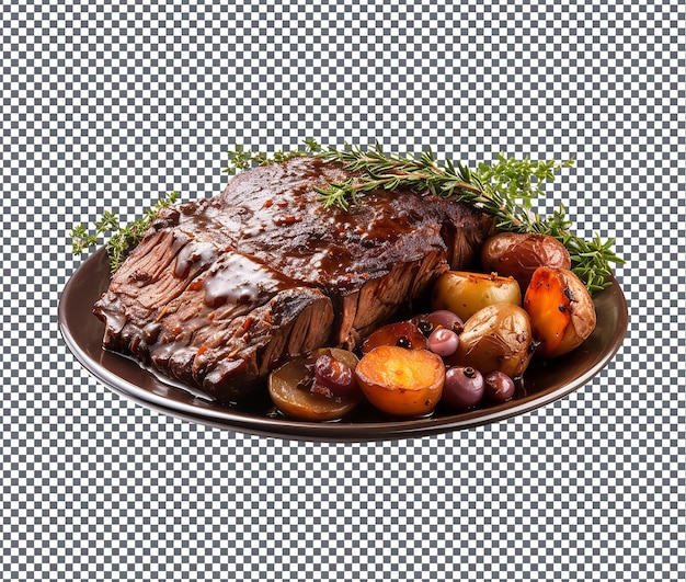 Yummy and delicious sauerbraten isolated on transparent background