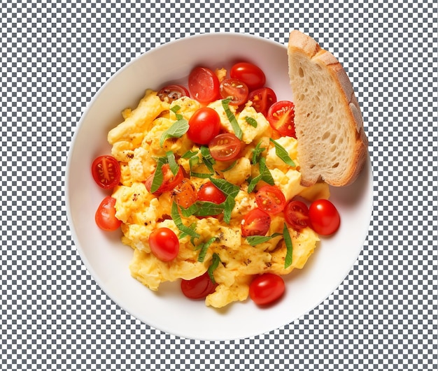 PSD yummy and delicious scrambled eggs isolated on transparent background