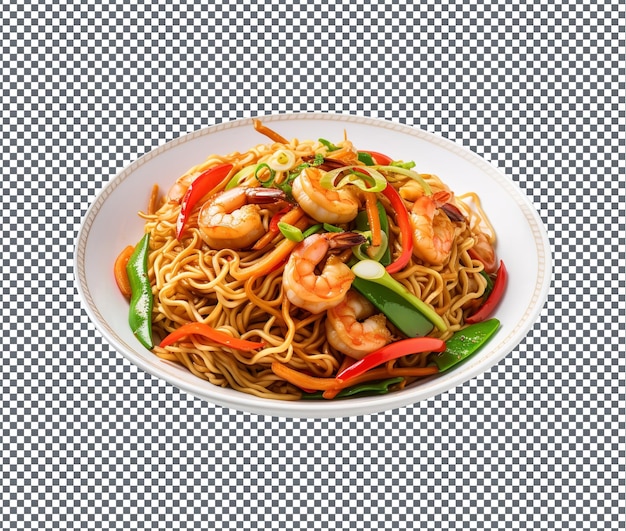 PSD yummy and delicious shrimp chow isolated on transparent background