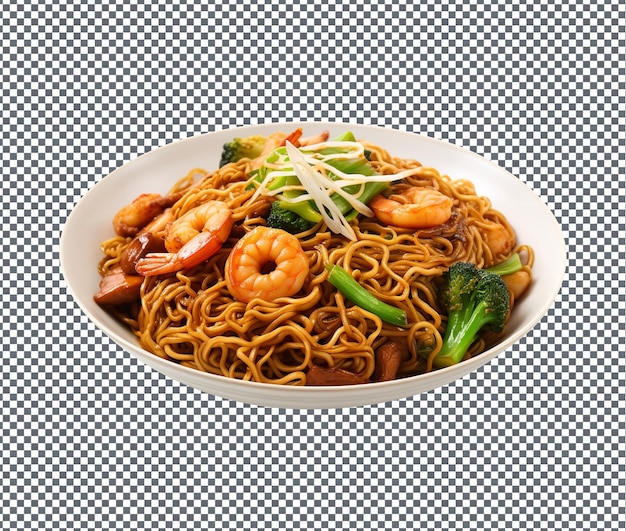 PSD yummy and delicious shrimp chow isolated on transparent background