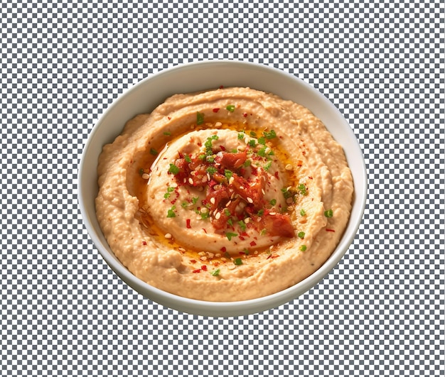 PSD yummy and delicious smoky chipotle hummus isolated on transparent background