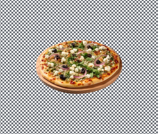 yummy and delicious spinach and feta pizza isolated on transparent background