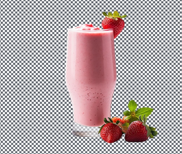 Yummy and delicious strawberry smoothie isolated on transparent background