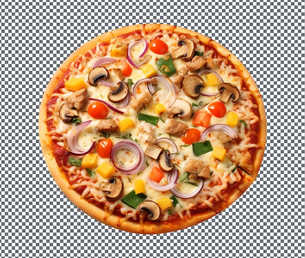 PSD yummy and delicious veggie pizza isolated on transparent background