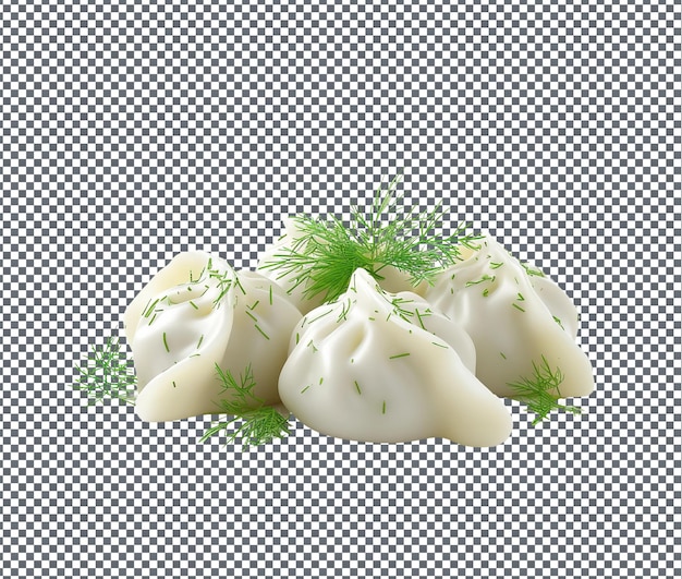 Yummy dill dumplings isolated on transparent background