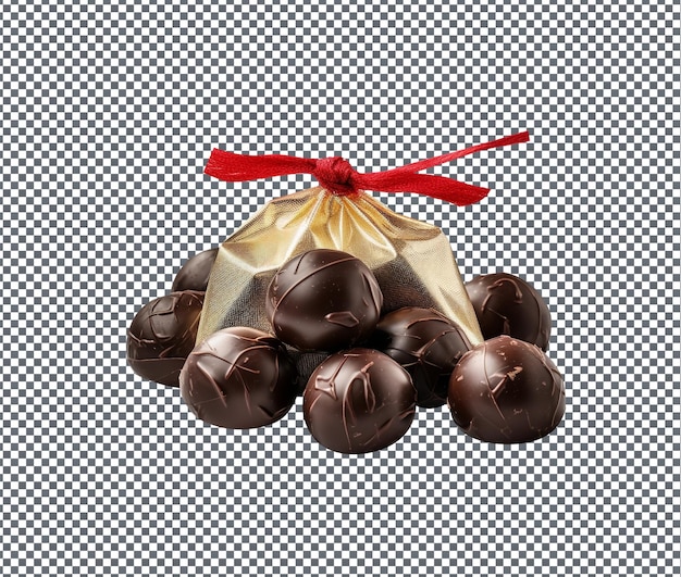PSD yummy ferrero dark chocolate with cherry filling isolated on transparent background