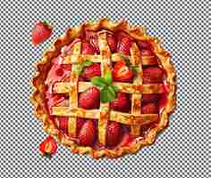 PSD yummy fresh strawberry pie isolated on transparent background