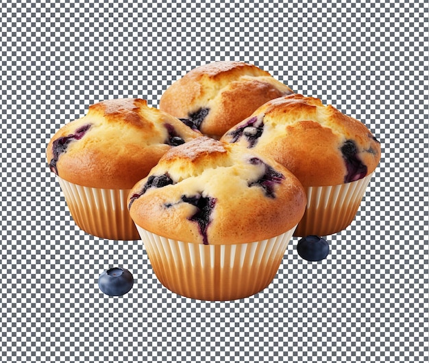 Delici muffin di mirtilli freschi isolati su uno sfondo trasparente