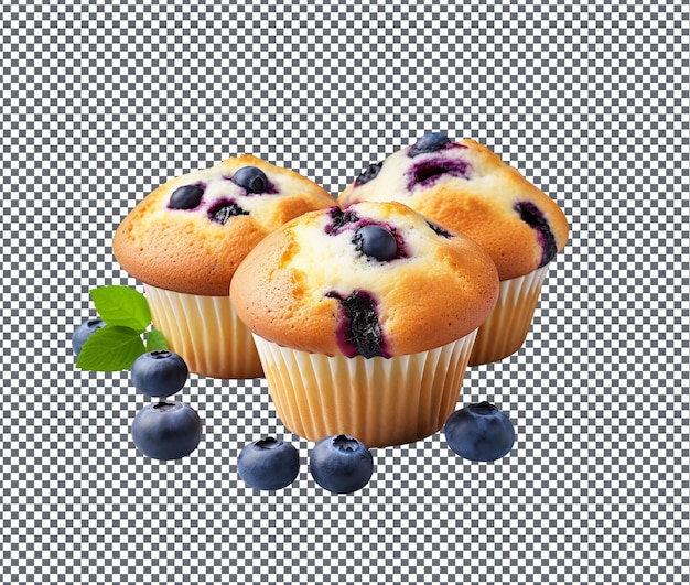 PSD yummy freshly blueberry muffins isolated on transparent background