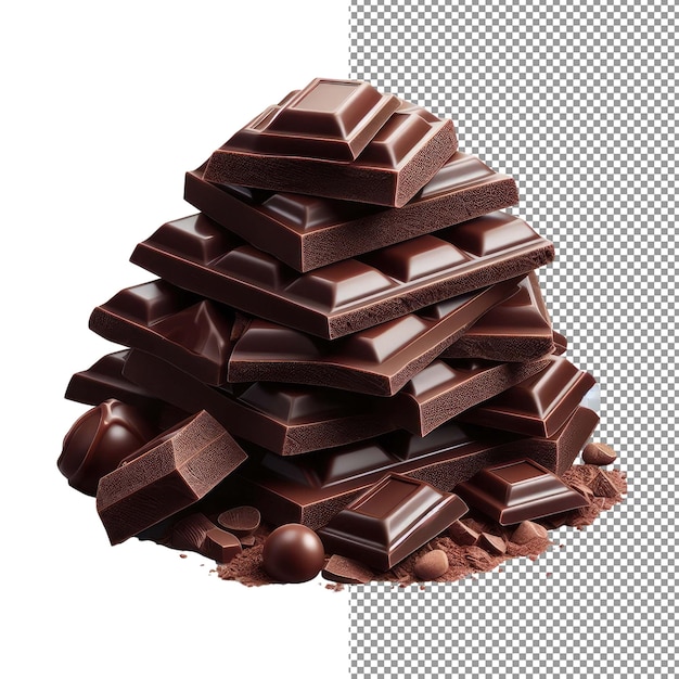 PSD yummy isolation esplora la magia di una pila di cioccolato isolata e realistica