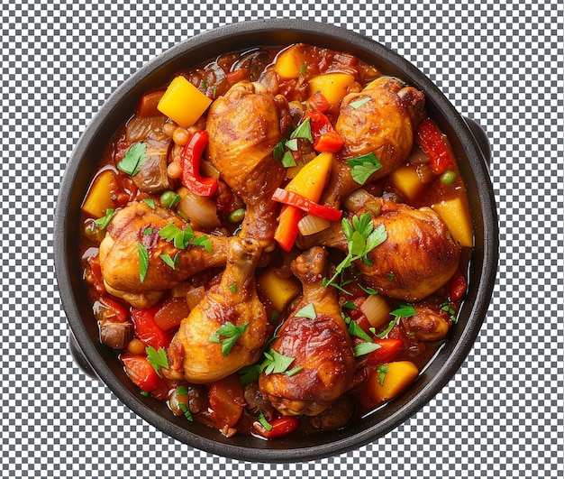 PSD yummy national dish with chicken isolated on transparent background