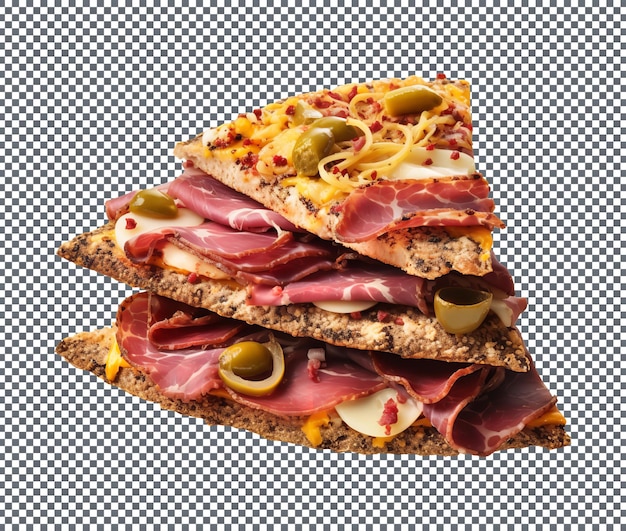 Yummy slices of pastrami pickles isolated on white background