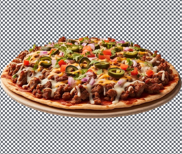 PSD yummy and spicy mexican pizza isolated on transparent background