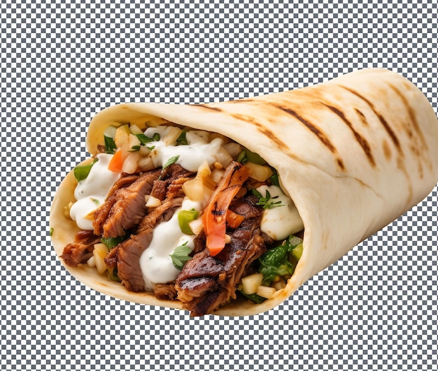 Yummy and spicy shawarma middle eastern isolated on white background