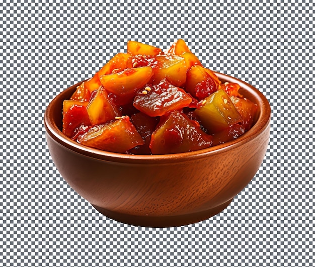 Yummy and sweet mango pickle isolated on white background