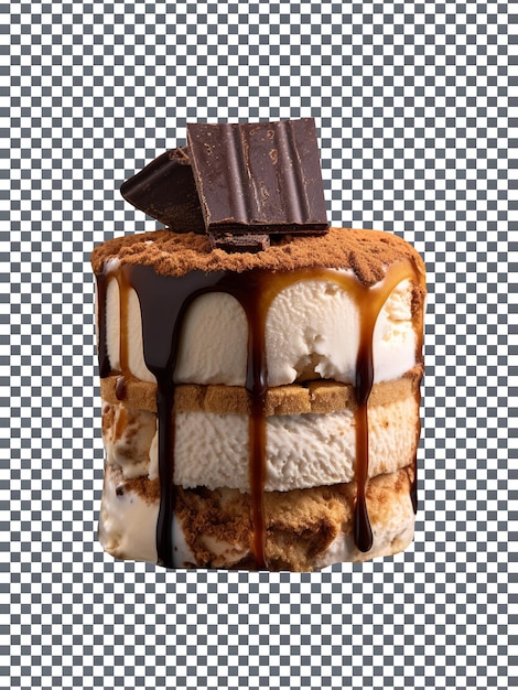 Yummy tiramisu ice cream isolated on transparent background