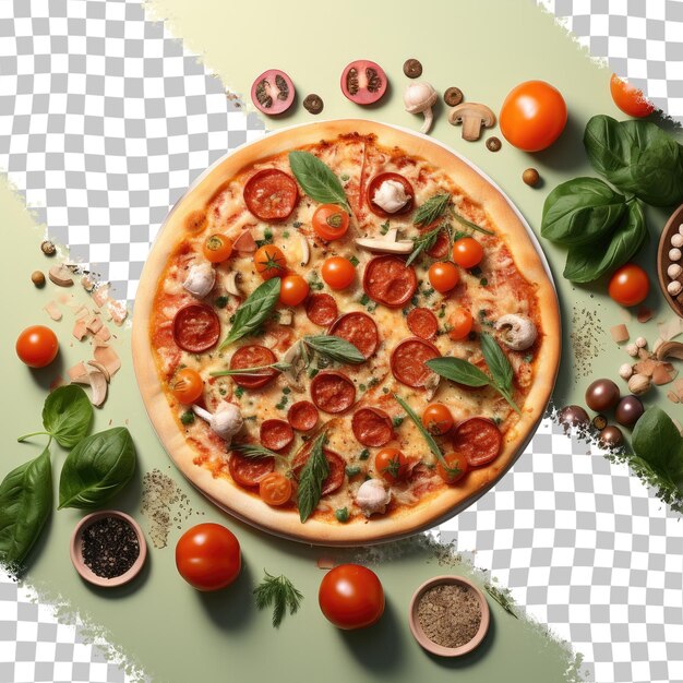 Yummy veggie pizza on a transparent background