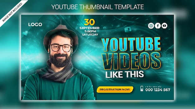 PSD yutube thumbnail e web banner premium modello psd