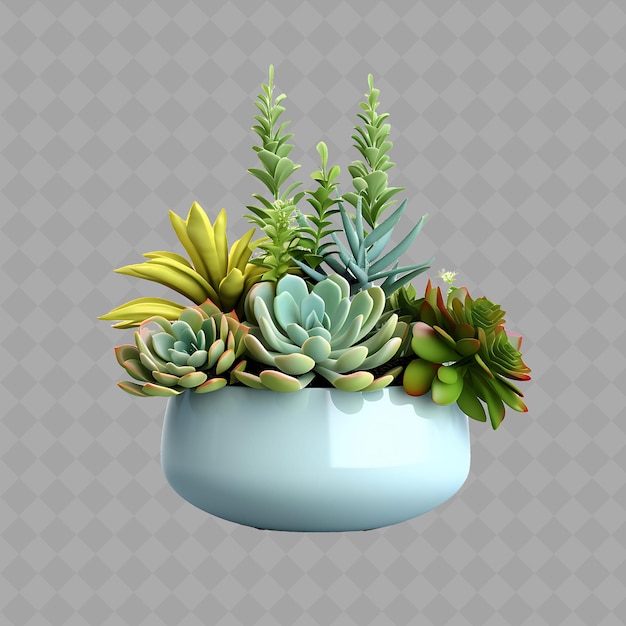 PSD z2 a succulent arrangement in a stoneware pot with color modern isolated green tree for home decor