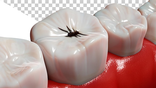 PSD ząb uszkodzony przez próchnicę zbliżenie ludzka szczęka renderowania 3d medycznie dokładna dentystyczna ilustracja 3d