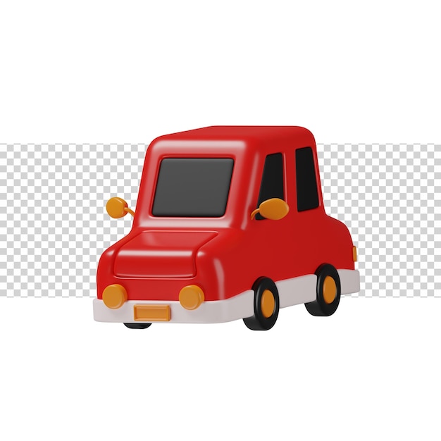 PSD zabawka samochodowa z ikoną renderowania 3d koloru czerwonego dla witryny internetowej, aplikacji lub gry zabawna prosta zabawna zabawka samochodowa