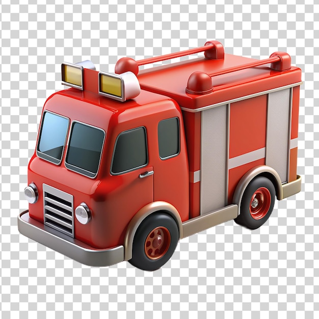PSD zabawkowa ciężarówka straży pożarnej izolowana na przezroczystym tle