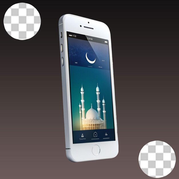 Zabawny Eid Mubarak Smartfon Stoi Odizolowany Na Przezroczystym Tle