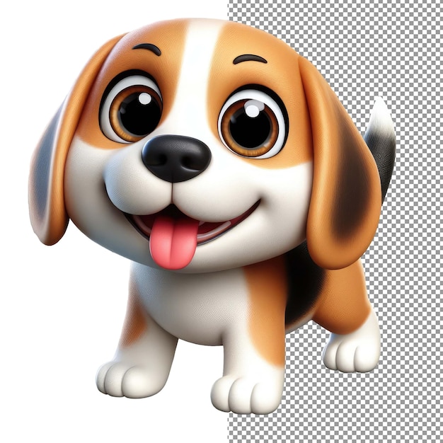 PSD zabawny pooch 3d izolowany pies na przezroczystym tle