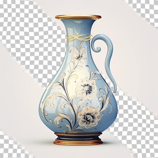 PSD zabytkowy wazon porcelanowy z malowanymi kwiatami na przezroczystym tle