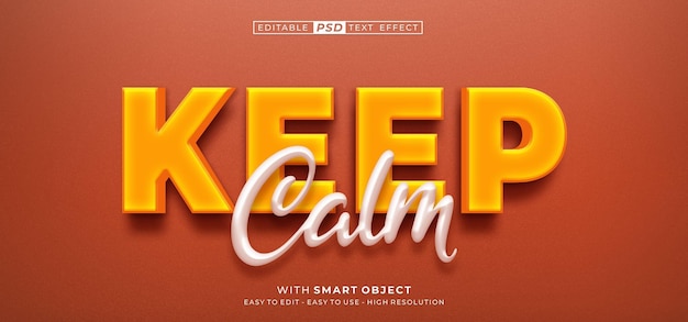 Zachowaj spokój inspirujący cytat z efektem stylu tekstu 3d