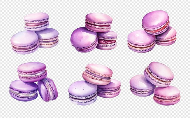 PSD zacht paarse macarons realistische aquarel illustratie