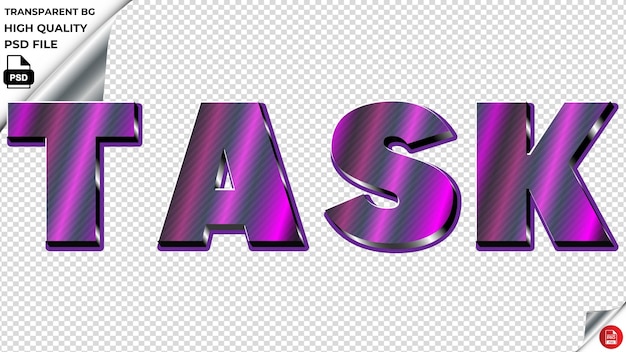 PSD zadanie typografia światło fioletowe tekst metaliczny psd przezroczysty