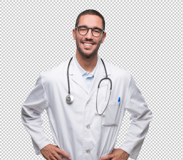 Zadowolony młody Doktor stwarzających