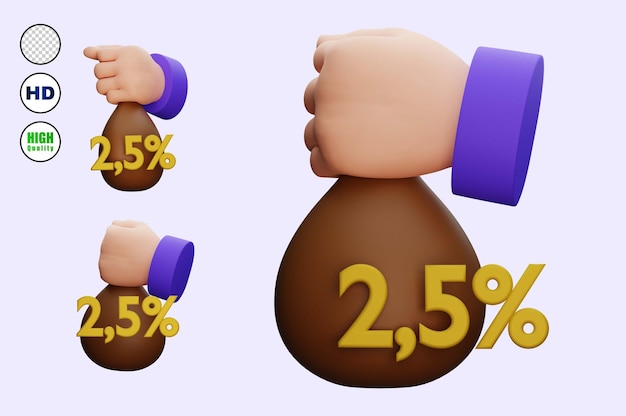 PSD zakaat 3d pictogram