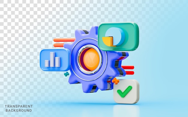 zakelijk cirkeldiagram tandrad 3d illustratie winst groei instelling configuratie verbinding