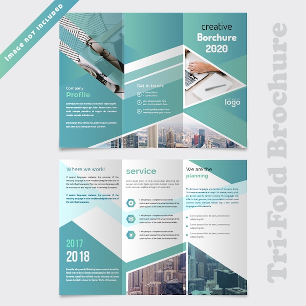 PSD zakelijke abstracte driebladige brochure ontwerp