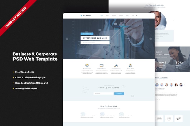 PSD zakelijke en zakelijke websjabloon
