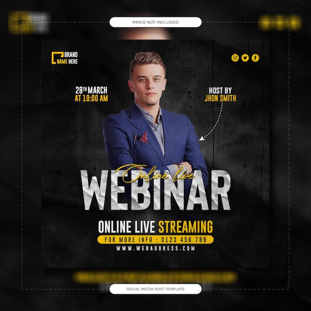 Zakelijke live webinar en zakelijke social media postsjabloon