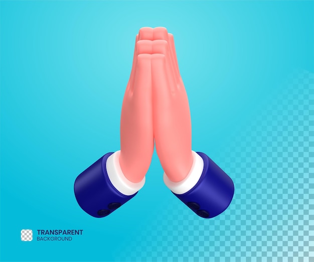 Zakenman bidden groet of excuses handgebaar 3d illustratie