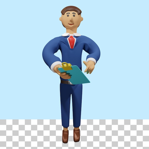 zakenman met checklist 3d illustratie