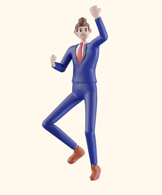 zakenman zit op een stoel en verklaart 3D-illustratie van schattige cartoon glimlachend geïsoleerd op witte achtergrond
