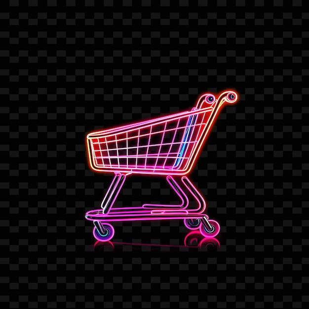 PSD zakupy cart shopaholic różowy zigzag neon lines sprzedaż tag dec shape y2k neon light art kolekcje