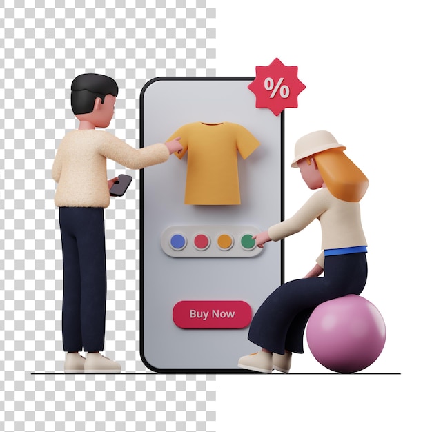 PSD zakupy na mobilnej ilustracji 3d